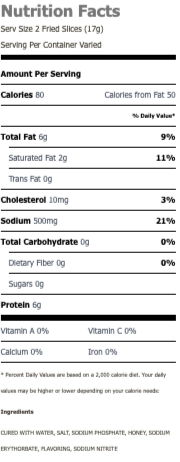 Nutritional Facts