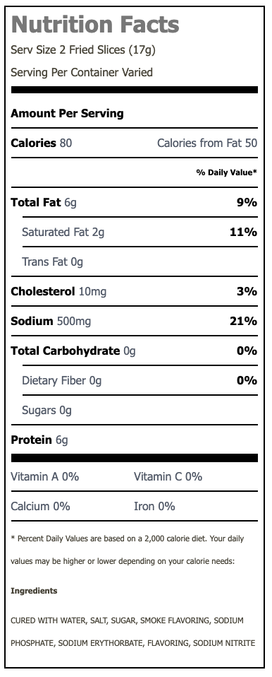 Nutritional Facts