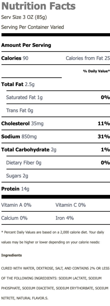 Nutritional Facts