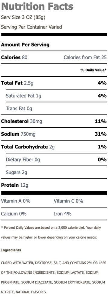 Nutritional Facts