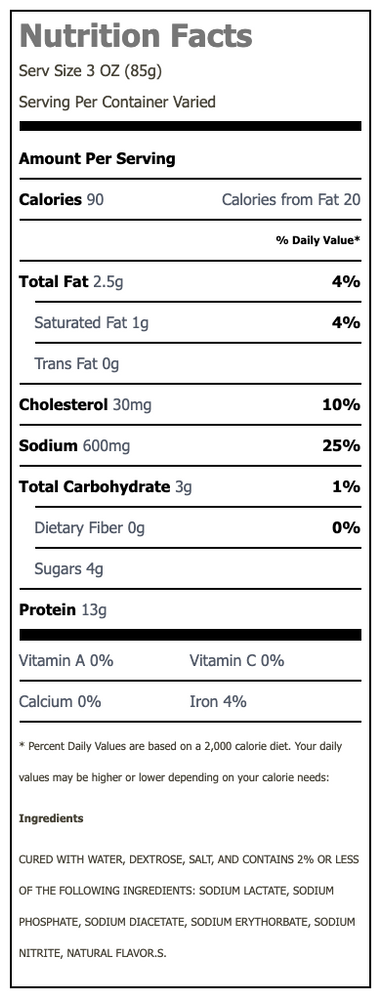 Nutritional Facts