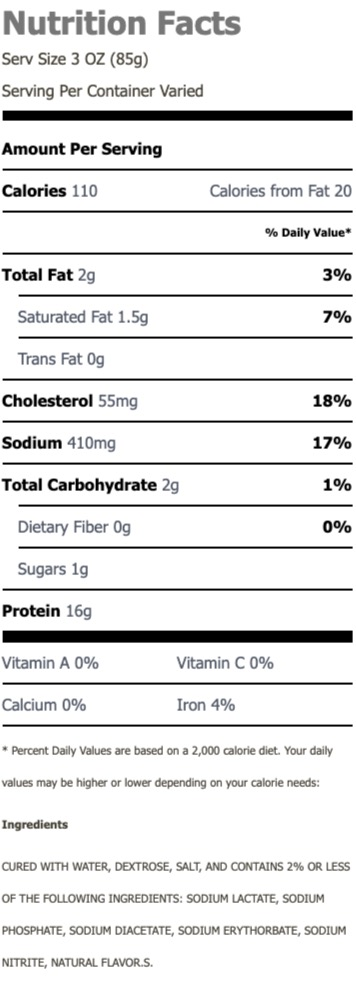 Nutritional Facts