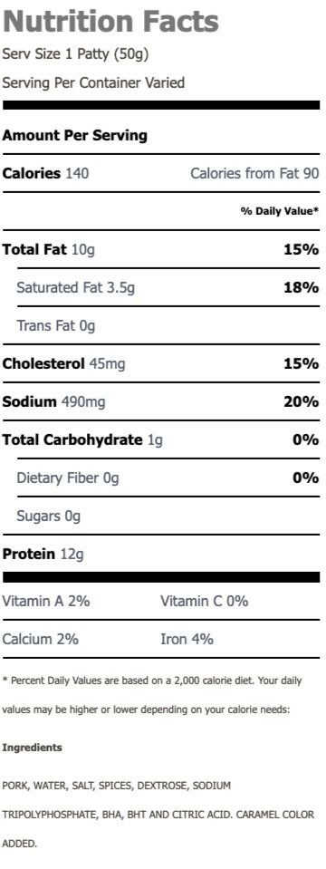 Nutritional Facts