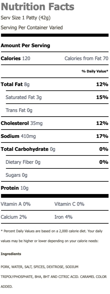 Nutritional Facts