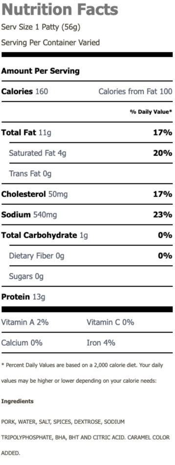 Nutritional Facts