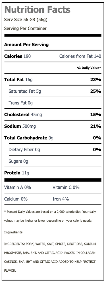 Nutritional Facts