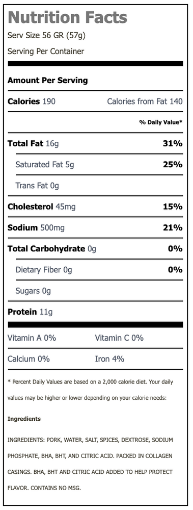 Nutritional Facts