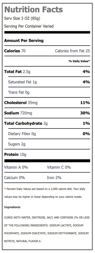 Nutritional Facts