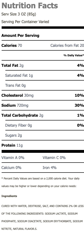 Nutritional Facts